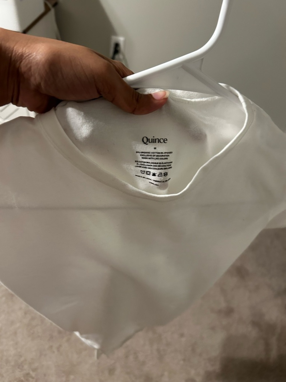 Quince White Short Sleeve Cotton Jersey Bodysuit in size medium.(Organic cotton) - Picture 4 of 4